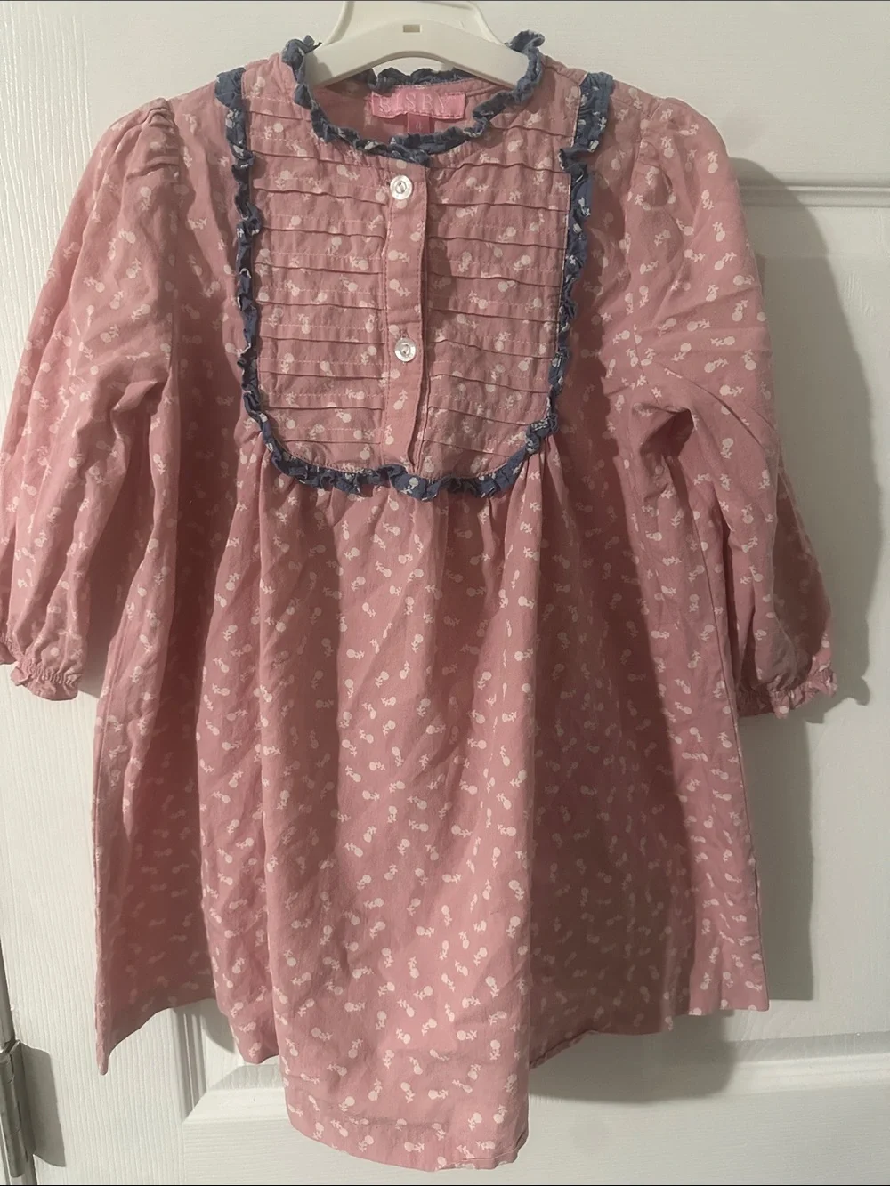 Bisby Pink Ruffle-Trim Girls Long-Sleeve Dress Top